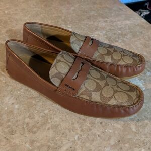 Coach Mott Driver In Sig FG2983 Brown Slip On Casual Leoafer Shoes Men Size 12D